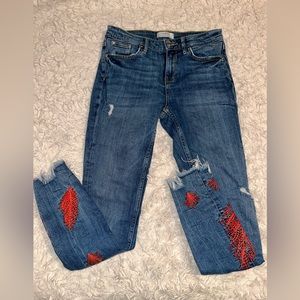 ZARA woman lowrise distressed jeans